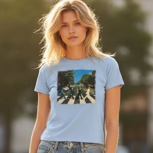 The Beatles Light Blue Abbey Road babyTee shirt